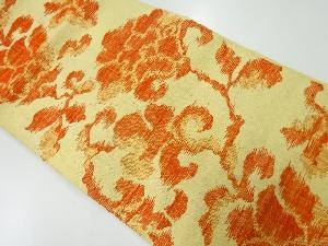 リサイクル　手織り真綿紬花唐草模様織り出し名古屋帯